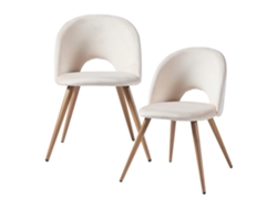 Conjunto de 2 cadeiras de jantar Karijoki em veludo e metal 77 x 50 x 55 cm - Bege e Natural [EN.CASA]
