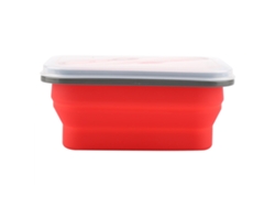 Fiambrera Plegable Portátil De Silicona De 600 Ml, Recipiente Para Alimentos, Color Rojo.