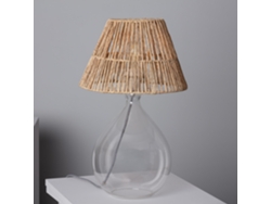 LEDKIA Lámpara de Mesa Yute y Cristal Aurora Natural