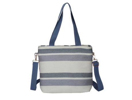 Bolso De Lona A Rayas De Moda Y Simple, Bolso De Hombro Para Mujer, Bolso De Mensajero De Gran Capacidad, Azul ZMDECQNA