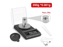 Balanza digital de precisión MDUG con pantalla LCD, alimentación USB (200 g, negra)