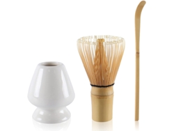 Set de Matcha Japonés de 3 Piezas: Tazón de Cerámica Blanca, Mezclador Hecho a Mano Tommy01