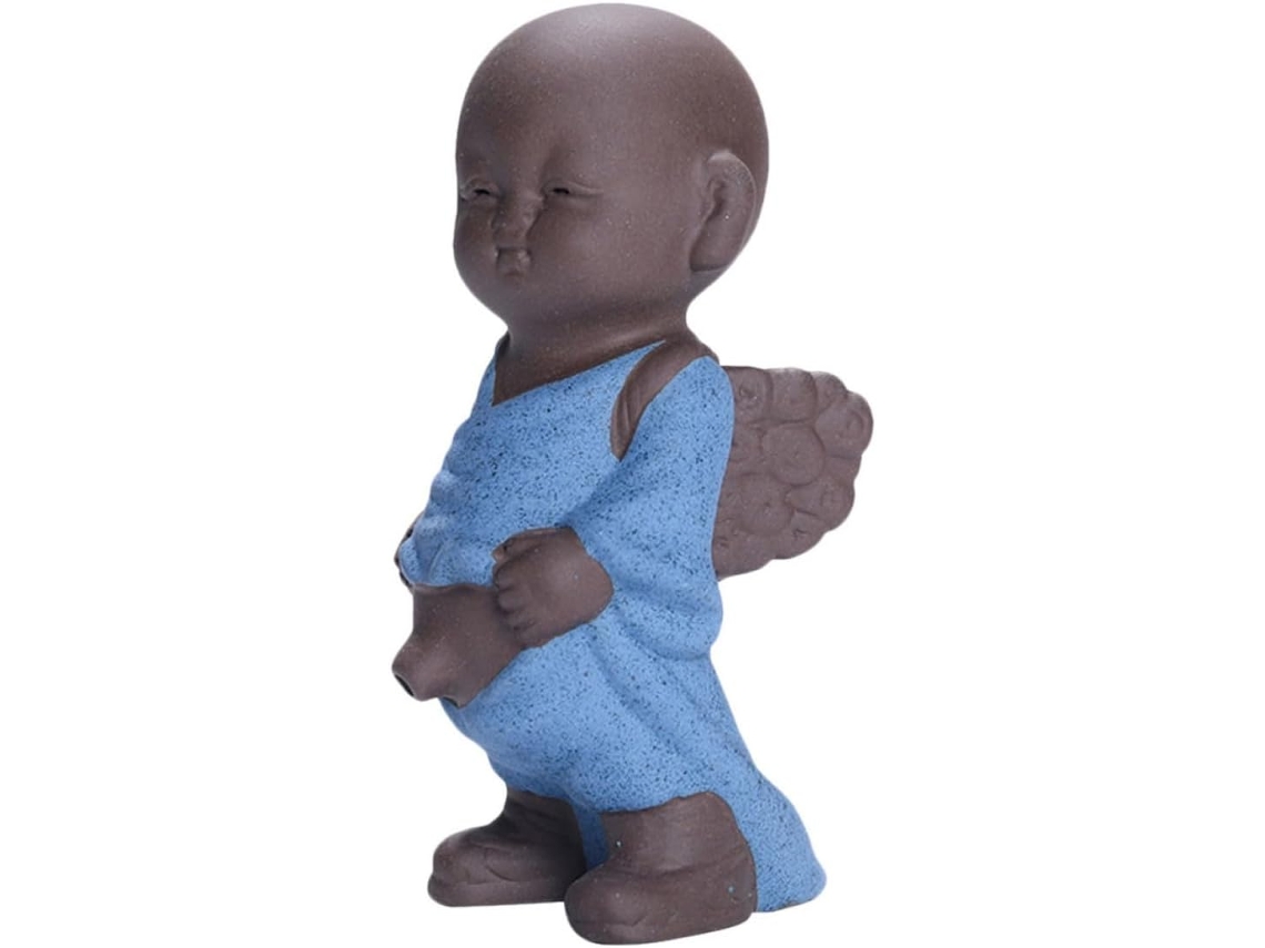 Adorno Pequeño Monje Arcilla Púrpura Ceremonia Accesorio Divertido Decoración Meditativa Escultura Hecha Hogar