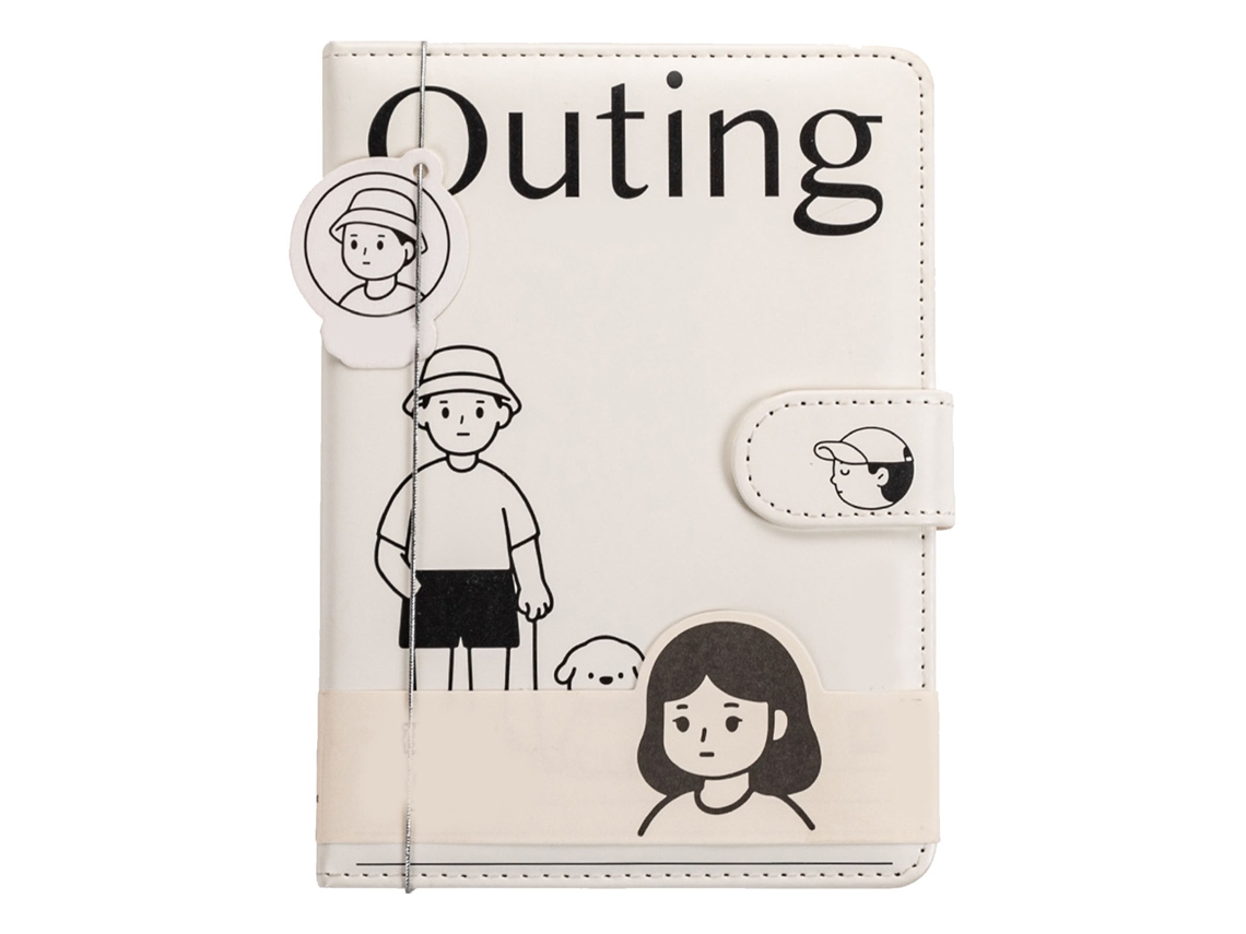 Cuaderno A5 de piel sintética beige con cierre magnético para mujeres y niñas.