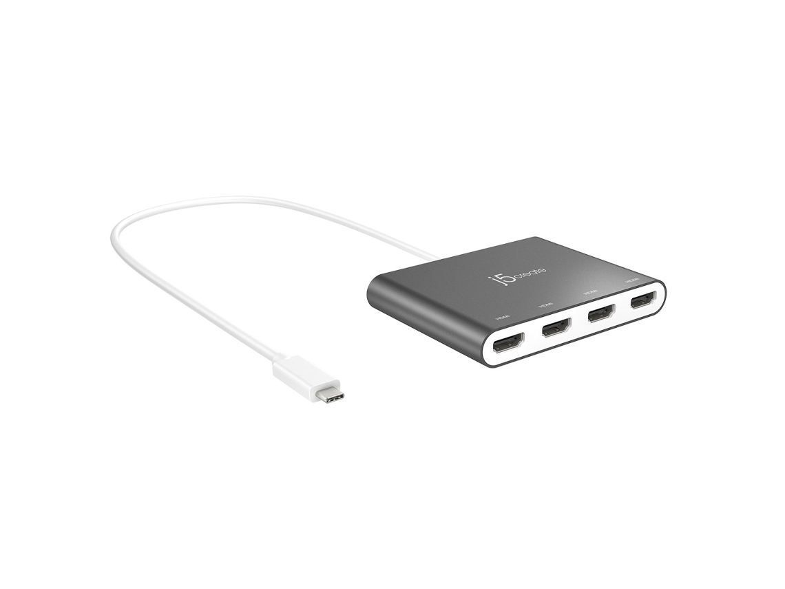 Adaptador multimonitor USB C a HDMI de 4 puertos, plateado J5create Jca366 N