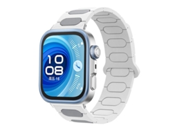 Bracelete Para Huawei Watch Fit 4 / Fit 4 Pro / Fit 3 - Silicone Magnético - Formato Oval Branco E Cinza