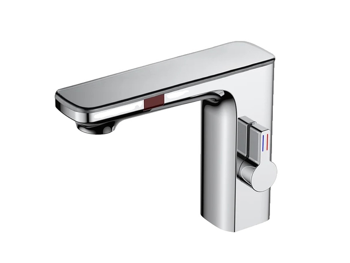 Grifo de baño con pantalla LCD inteligente y sensor dual, cromado