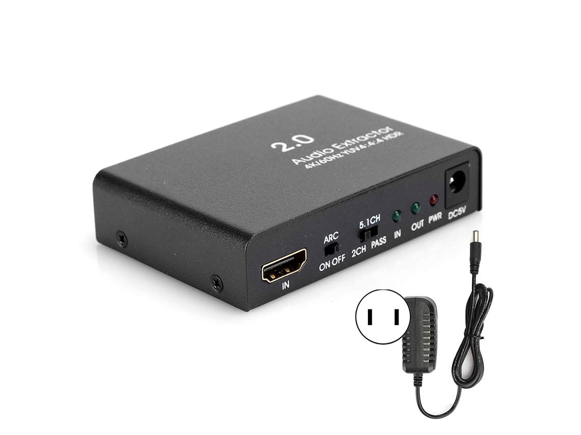 Extractor De Audio Hdmi 2.0 1x1 4k 60hz, Divisor Óptico Digital Yuv4:4:4 Hdr Con Spdif Y L/r