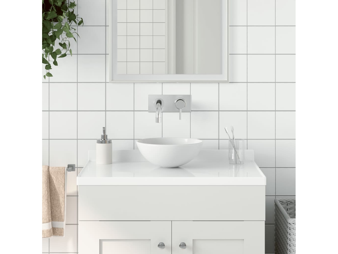 Lavabo redondo de cerámica blanca mate DKD HOME DECOR