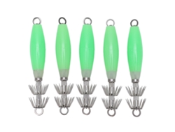Encendedor de pulpo verde luminoso para pesca en agua salada, 5 unidades