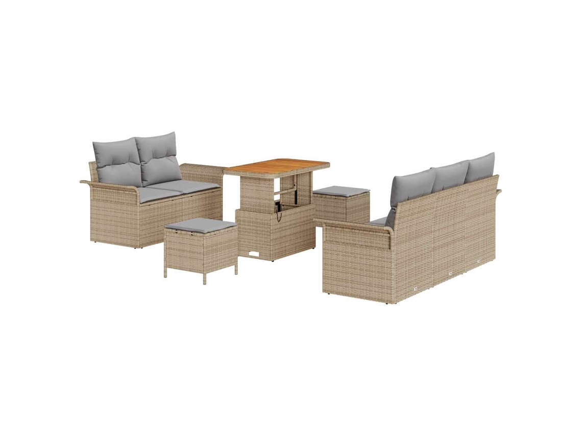 Maison Exclusive - Conjunto de sofás de jardín de 8 piezas en beige y gris claro