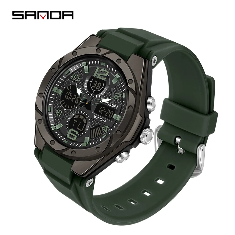 Reloj Deportivo Digital Led De Lujo Para Mujer (verde Militar), Reloj De Pulsera Informal Y A La Moda.