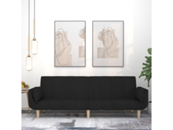 Sofá Cama | Sofá De Salón | Sofá De Descanso De 2 Plazas Con Dos Almohadas Tela Negro