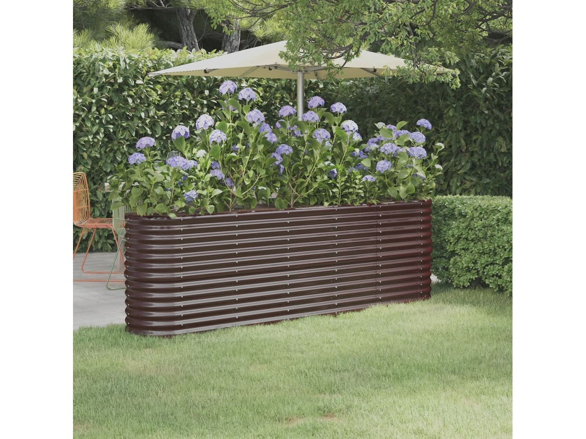 Jardinera elevada de acero con recubrimiento en polvo marrón de 224 x 40 x 68 cm, DKD Home Decor