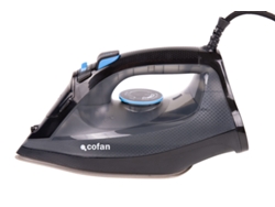 Plancha de vapor Cofan 2400W con base cerámica, salida de vapor 20-35 g/min, depósito de 300 ml, vapor vertical, antigoteo, chorro de vapor, autolimpieza y