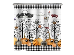 Juego de cortinas de ducha vintage de Halloween, con 12 ganchos KOFIHETY