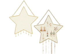 Porta Pendientes De Pared Estrella Con 10 Ganchos, Organizador De Joyería De Metal Oro Para Mujeres