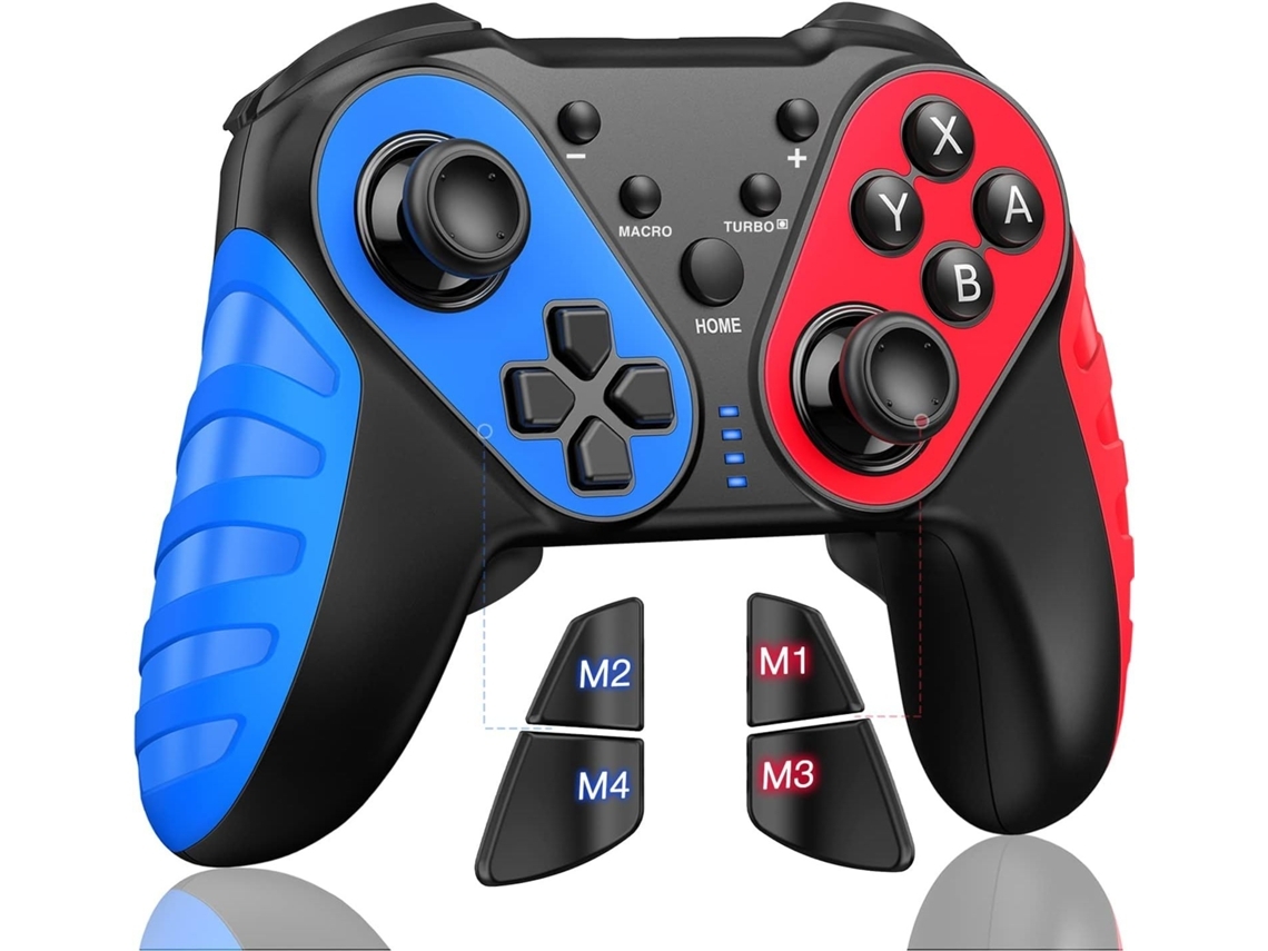 Controlador Ps4 con interruptor Led Pro con 4 teclas programables controladores de interruptor inalámbrico de vibración para Android/Ios azul- YIZHOOD
