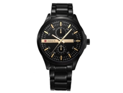 Reloj Cuarzo Hombre Acero Inoxidable Impermeable Moda Pulsera Ajustable Negro