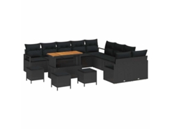 Maison Exclusive - Conjunto De Sofás De Jardín 14 Pcs Negro Ratán Sintético