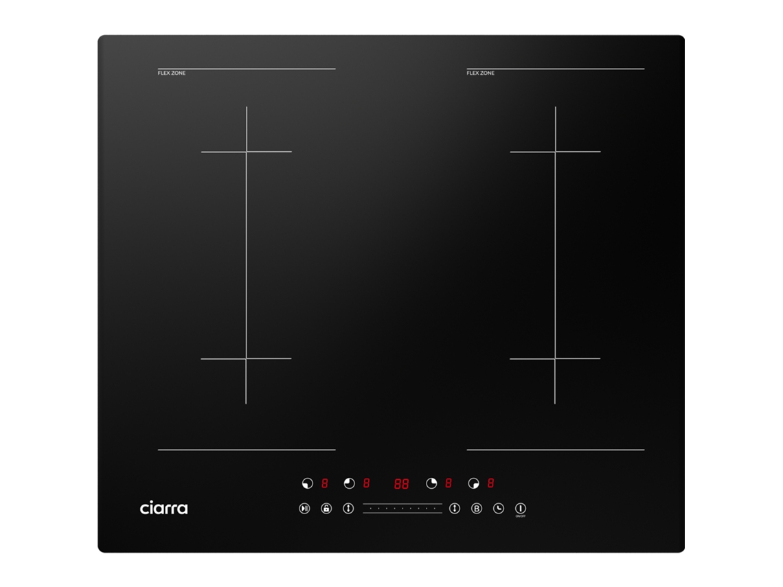 Placa De Inducción Ciarra 59cm 7200w Función Boost 2 Flex Zone Temporizador Control Táctil Cd4bffbih