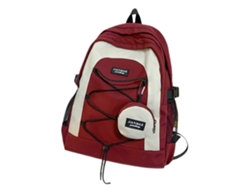 Mochila escolar de hombro de gran capacidad, versátil y resistente al agua, ligera, de color rojo.