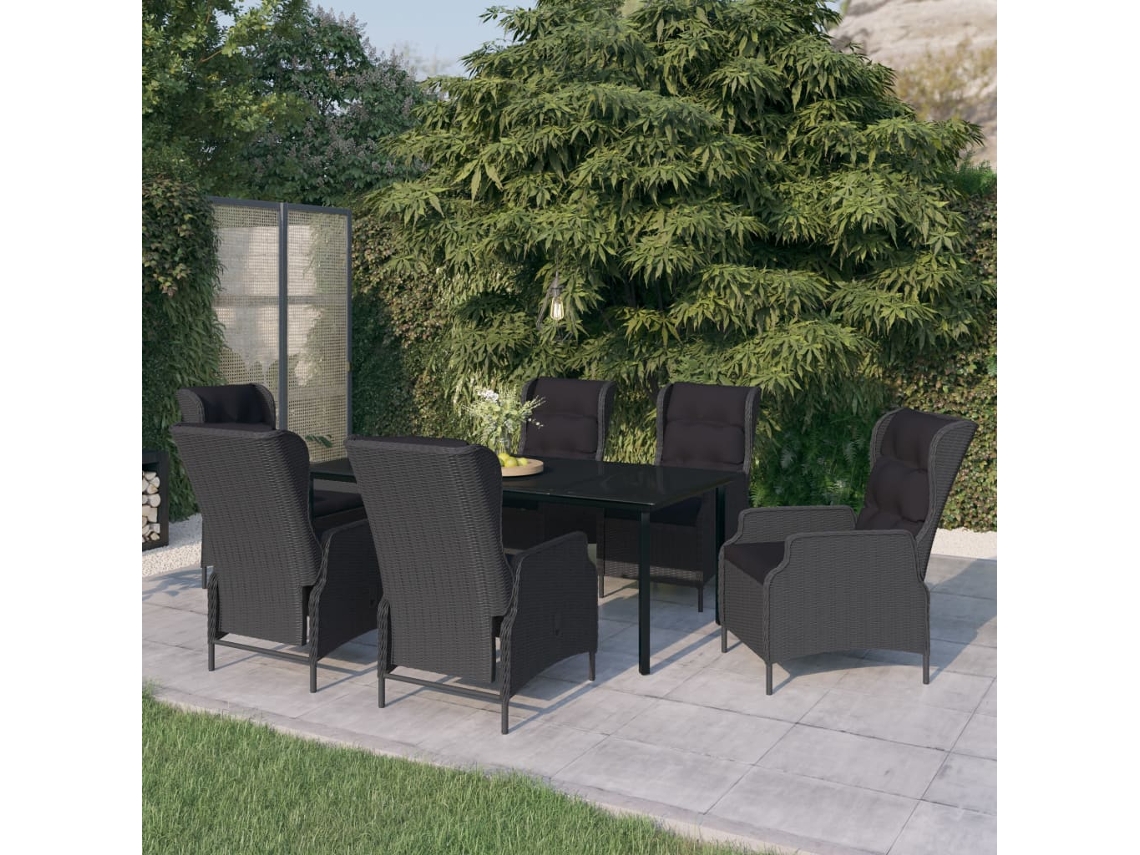 Juego de comedor de jardín de 7 piezas DKD Home Decor en gris oscuro