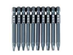 Set 10 Brocas De Destornillador De Cabeza Cuadrada S2 Acero Aleado Punta Hex 6.3mm 1/4" Largo 65mm
