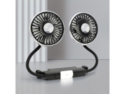 Ventilador De Doble Cabezal Para Coche, Con Rotación 360° Y Flujo Aire Ajustable En Tres Velocidades, Compatible Ordenadores Portátiles.