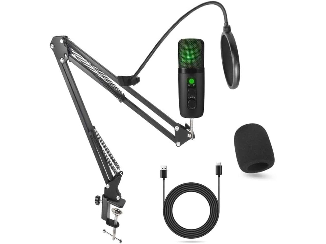 Micrófono De Condensador Usb Para Pc Con Iluminación Rgb Brillante, Alta Configuración