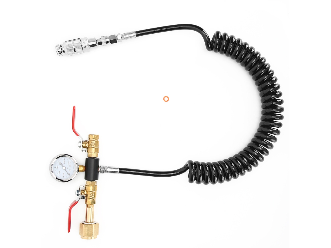 Kit de medidor de CO2 con manguera de doble válvula para refrescos, 3000 psi, W21.8 14