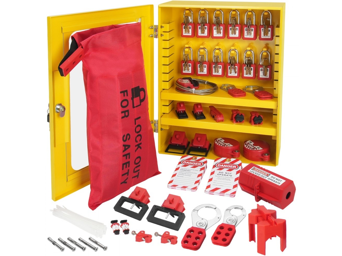 Kit de bloqueo/etiquetado eléctrico de 59 piezas con estación, candados y accesorios