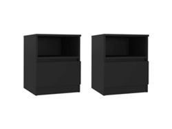Mesitas de Noche LOVELY HOME Mesinha 2 Pcs 40X40X50 Cm Contraplacado Preto