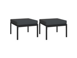 Conjunto 2 Reposapiés De Jardín VIDAXL Negro Acero (60x60x35 cm)