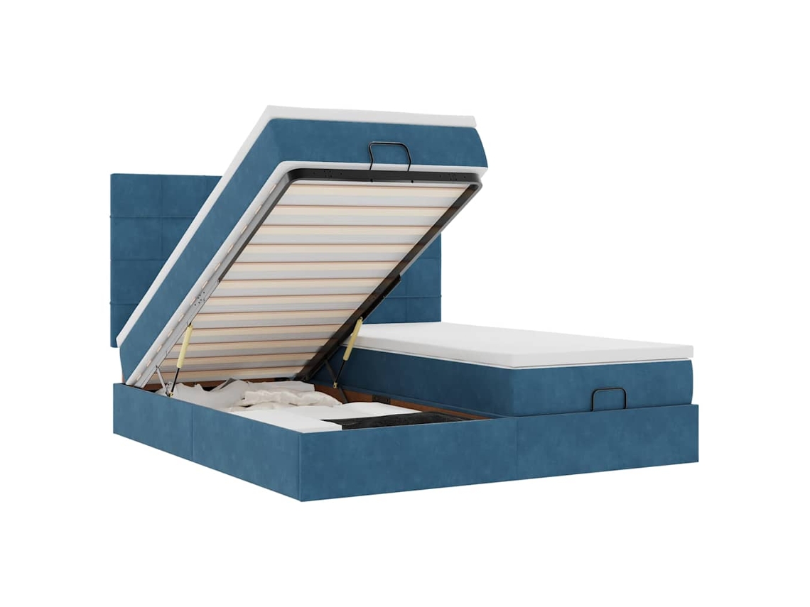 Maison Exclusive - Estructura De Cama Otomana Colchones Terciopelo Azul Oscuro
