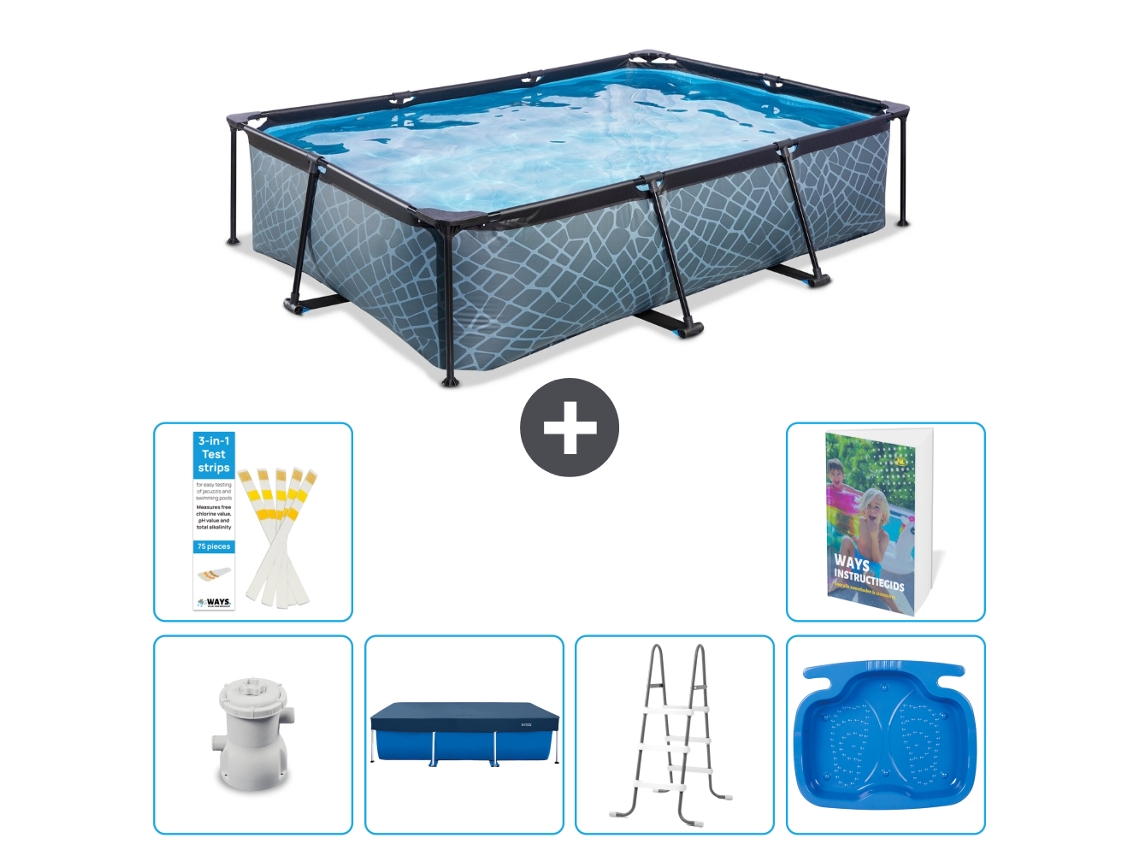 Exit-toys Piscina Exit Retangular - Efeito Pedra - 300x200x65 Cm - 7-peças S314