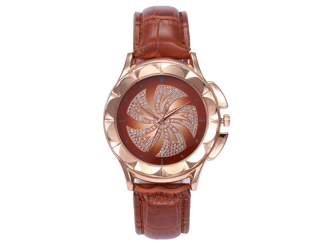 Reloj De Pulsera Vansvar Para Mujer, De Piel Sintética Con Diseño Moderno Y Pedrería.