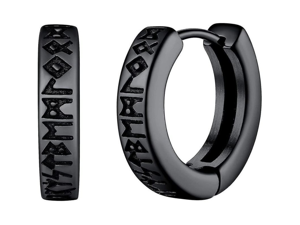 Aros De Runas Vikingas Nórdicas Unisex 12mm Huggie Hoops Con Embalaje De Regalo Delicado