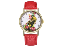Reloj De Pulsera Zhoulianfa Para Mujer, Diseño De Pájaros, Cuarzo Analógico, Redondo, Rojo.