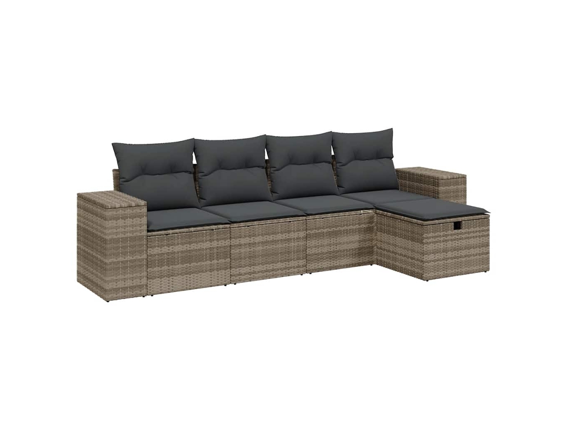 Maison Exclusive - Set De Sofás Jardín Y Cojines 5 Pzas Ratán Sintético Gris Claro