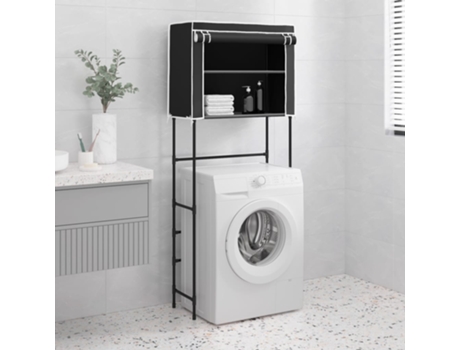 vidaXL Estantería 2 niveles lavadora hierro negro 71x29,5x170,5cm
