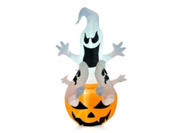 2026-5.9ft Inflable Calabaza Fantasma Blanca Con Led Para Decoración Exterior Halloween Jardin Patio Fiesta