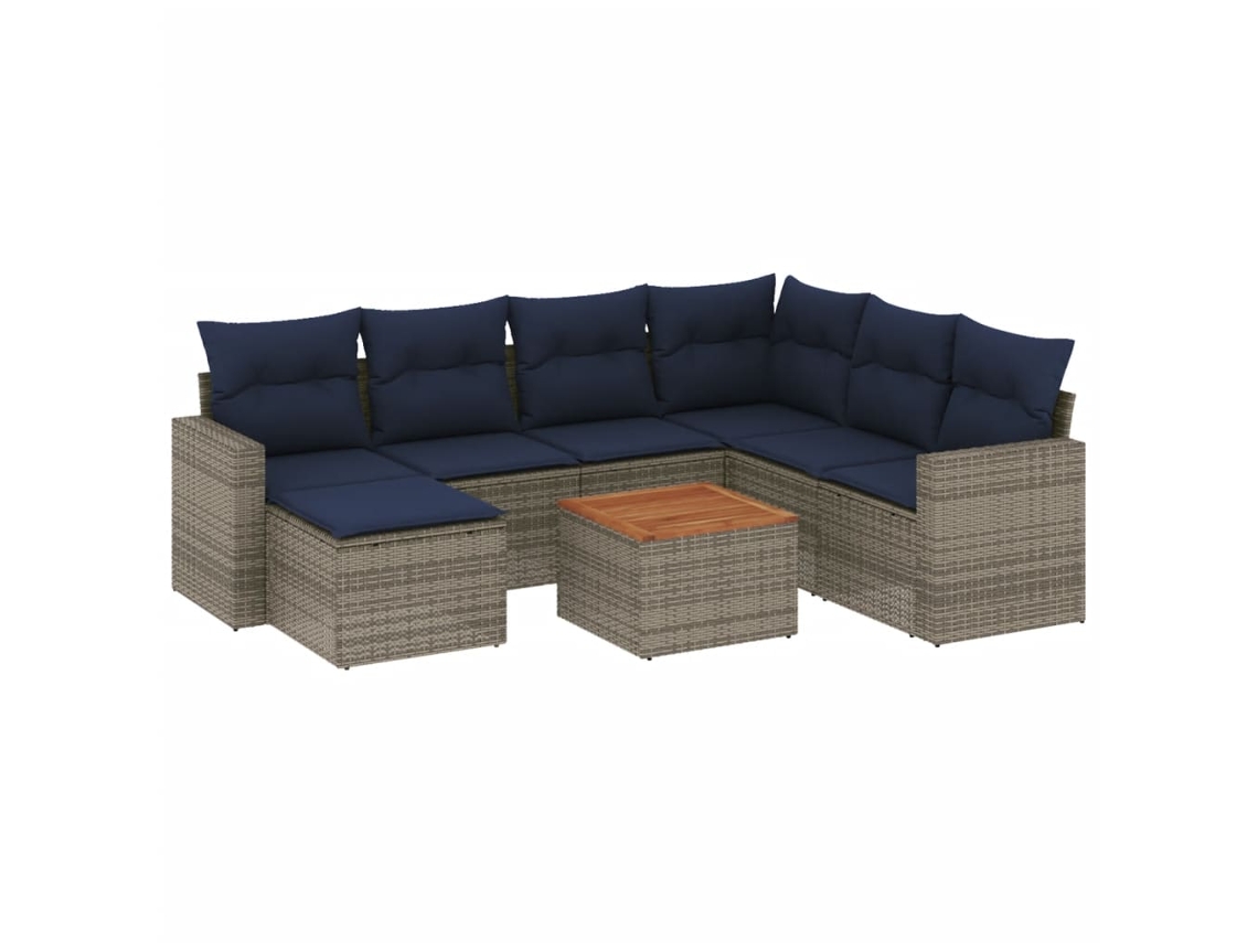 Maison Exclusive - Conjunto De Sofá De Jardín De 8 Piezas Con Cojines, Poliratán Gris