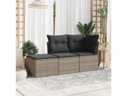 Conjunto de sofá de jardín de 3 piezas DKD Home Decor con cojines de mimbre gris