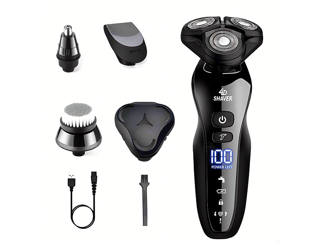 Afeitadora Eléctrica 4d Multifuncional, 4 En 1, Lavable Y Recargable Usb, Pantalla Digital, Ideal Para Viajes