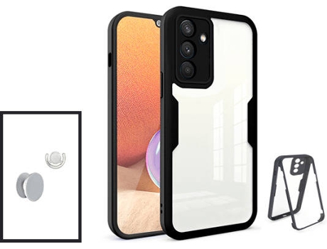 Kit Carcasa 360° Protección Frente y Verso + 1 HandHolder + 1 Soporte Samsung Galaxy M52 5G Pro GIFT4ME Negro