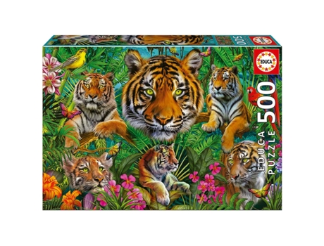 Puzzle EDUCA de 500 Piezas Jungla de Tigres 19902