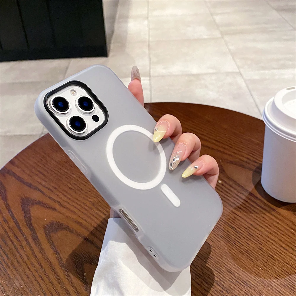 (iphone 16 Pro Max, Gris) Funda Mate Magsafe Para Iphone Con Carga Inalámbrica Y Protección De Marco Magnético