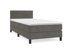 Maison Exclusive - Cama Box Spring Con Colchón Terciopelo Gris Oscuro 80x200 Cm