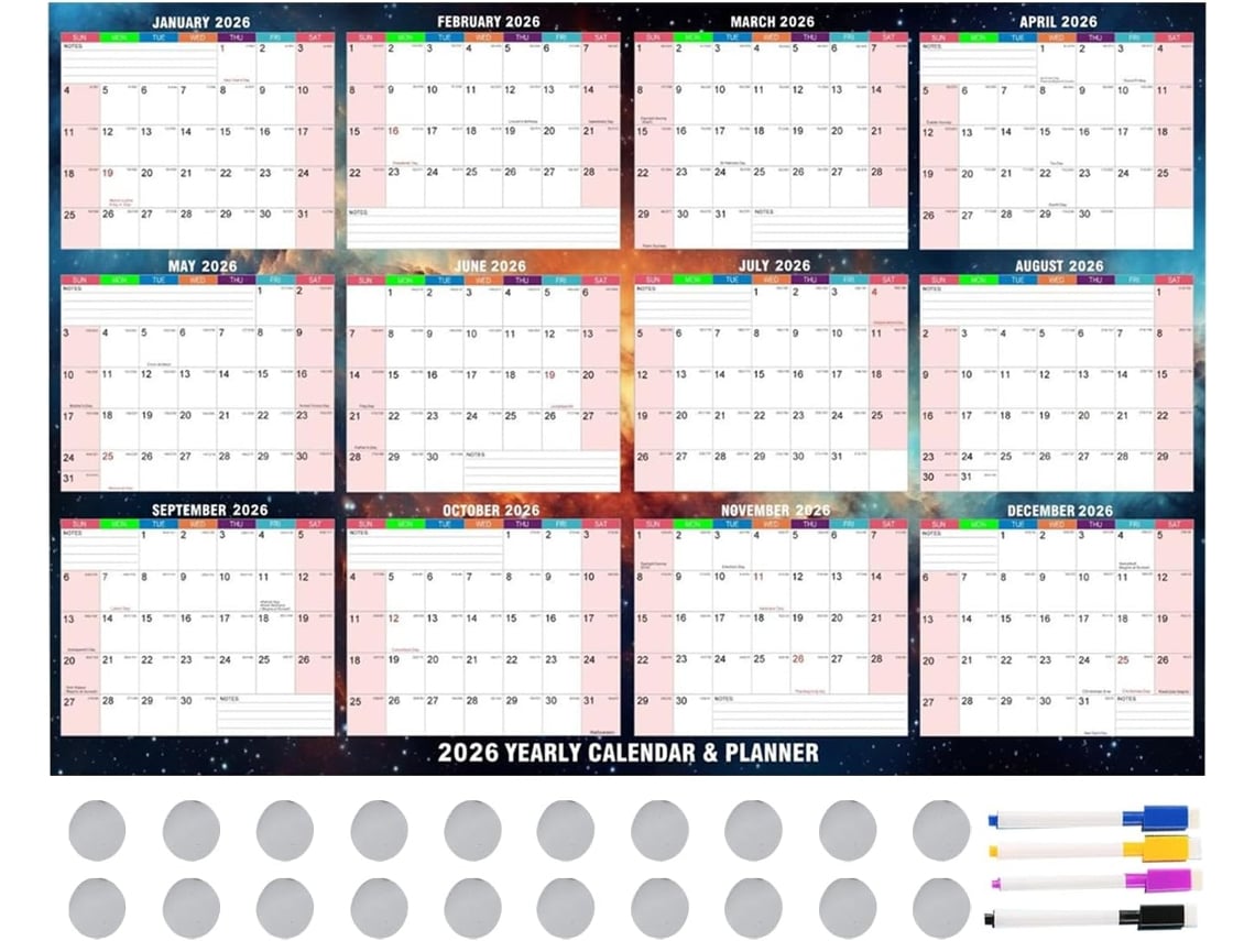 Organizador para la escuela, calendario de pared borrable en seco, planificador blanco reutilizable, cocina